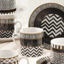 Karaca Helenistik für 6 Personen Kaffeetasse, 80 ml Schwarz01
