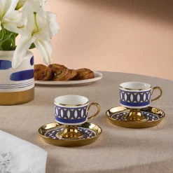 Karaca Hilal 4-teiliges Porzellan Türkisch-Kaffeetassen-Set, 85 ml, Mehrfarbig Multıcolor Best