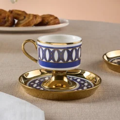 Karaca Hilal 4-teiliges Porzellan Türkisch-Kaffeetassen-Set, 85 ml, Mehrfarbig Multıcolor Best