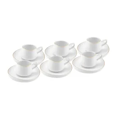 Karaca Hole Porzellan Kaffeetasse Set für 6 Personen 90ml Weıß01 New