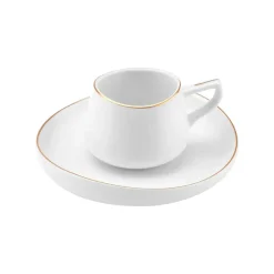 Karaca Hole Porzellan Kaffeetasse Set für 6 Personen 90ml Weıß01 New