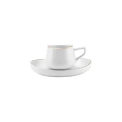 Karaca Hole Porzellan Kaffeetasse Set für 6 Personen 90ml Weıß01 New
