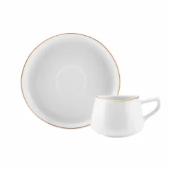 Karaca Hole Porzellan Kaffeetasse Set für 6 Personen 90ml Weıß01 New