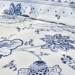 Karaca Home Amar Blau 100% Baumwolle Doppeltes Bettbezugs-Set Blau01 Online