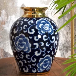 Karaca Home Blau Weiß Neva Vase 23 cm Clearance