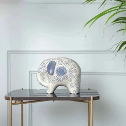 Karaca Home Blauer weißer Elefant Figur 21 cm x 16 cm Online
