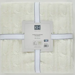 Karaca Home Bone Farbe Cable Knit Throw Öko-Tex Zertifiziert Knochen Clearance