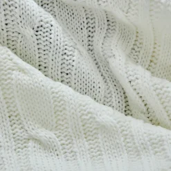 Karaca Home Bone Farbe Cable Knit Throw Öko-Tex Zertifiziert Knochen Clearance