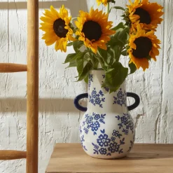 Karaca Home Cannes Vase Blau Weiß 20,8 x 17,4 x 26,8 cm Best