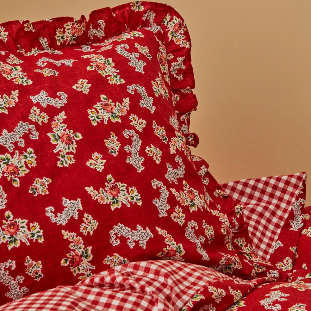 Karaca Home Carlo 100% Baumwolle Einzel Bettbezug Set Rot Sale