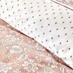 Karaca Home Celerina Doppel Bettwäscheset 100% Baumwolle Rosa 200x220 Cm Rosa01 New