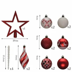 Karaca Home Christmas Spaß Rot Stern Kopf Baumschmuck Set, 19 Teilig Rot02 Online