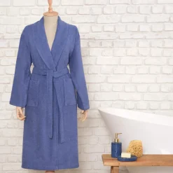 Karaca Home Daily Soft Frau Bademantel, 100% Baumwolle, Indigo, S/M Indıgo Clearance