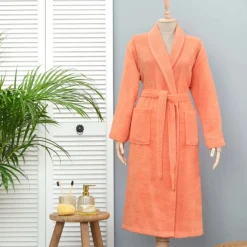 Karaca Home Daily Soft Lachs 100% Baumwolle Damen Bademantel S/M Somon Clearance