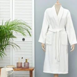 Karaca Home Daily Soft Offwhite 100% Baumwolle Herren Bademantel L/XL Cremeweıß Hot
