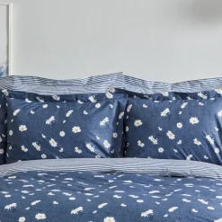 Karaca Home Daisy 100% Baumwolle Einzel Bettbezug Set Indigo Indıgo New