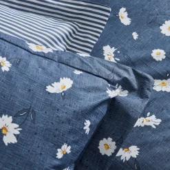 Karaca Home Daisy 100% Baumwolle Einzel Bettbezug Set Indigo Indıgo New