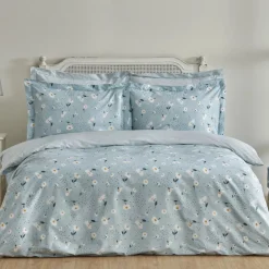 Karaca Home Daisy 100% Baumwolle Doppel Bettbezug Set, Mint Mınze Clearance