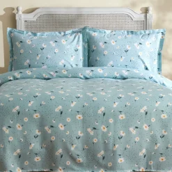 Karaca Home Daisy 100% Baumwolle Doppelbett Tagesdecke Set Mint Mınze Hot