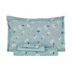 Karaca Home Daisy 100% Baumwolle Doppelbett Tagesdecke Set Mint Mınze Hot
