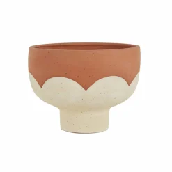 Karaca Home Einfacher Dekorativer Blumentopf, 20x15 cm Braun Weıß Clearance