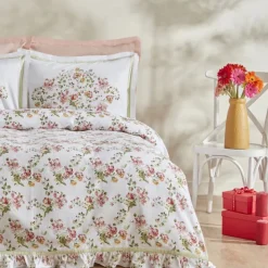 Karaca Home Emilie 100% Baumwolle Doppelbettdecken-Set - Rosa Pembe Outlet