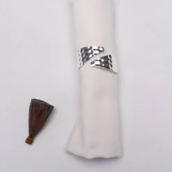 Karaca Home Gehämmerter Silber 2 Stück Serviettenring Sılber