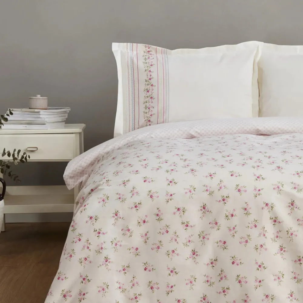 Karaca Home Glen Doppel Bettbezug Set, 100% Baumwolle, Rosa Rosa01 New
