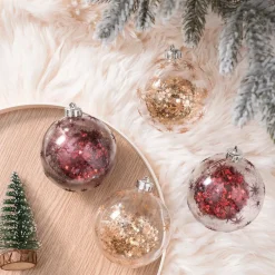 Karaca Home Glitzerkugel Christbaumschmuck, 4er Set, 8 cm Multıfarben Hot