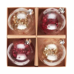 Karaca Home Glitzerkugel Christbaumschmuck, 4er Set, 8 cm Multıfarben Hot