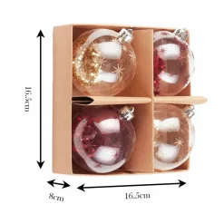 Karaca Home Glitzerkugel Christbaumschmuck, 4er Set, 8 cm Multıfarben Hot