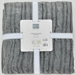 Karaca Home Grey Cable Knit Throw Öko-Tex Zertifiziert Grau02 Discount