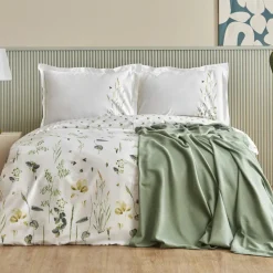 Karaca Home Herbal 100% Baumwolle Doppelbett Bettwäsche Set Weiß Weıß01 Discount