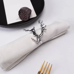 Karaca Home Hirsch Silber 2 Teilig Serviettenring Sılber New