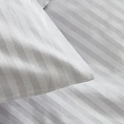 Karaca Home Josef Satin Doppel-Bettbezug Set Gestreift Grau Grau02