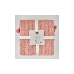 Karaca Home Kreıdefarbıger Rosa Kabelstrıcker Pompom Leıchter Bettbezug Puder Rosa Outlet