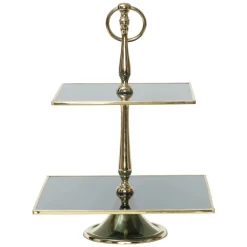 Karaca Home Line Dekorativer 2-stöckiger ener Tortenständer 25 cm Gold Sale