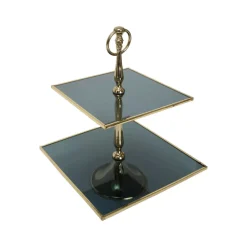 Karaca Home Line Dekorativer 2-stöckiger ener Tortenständer 25 cm Gold Sale