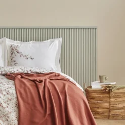 Karaca Home Mizu 100% Baumwolle Doppel-Bettwäsche-Set mit Gratis Decke Weıß01
