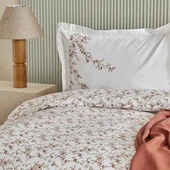 Karaca Home Mizu 100% Baumwolle Doppel-Bettwäsche-Set mit Gratis Decke Weıß01