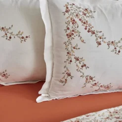 Karaca Home Mizu 100% Baumwolle Doppel-Bettwäsche-Set mit Gratis Decke Weıß01