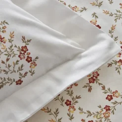 Karaca Home Mizu 100% Baumwolle Doppel-Bettwäsche-Set mit Gratis Decke Weıß01