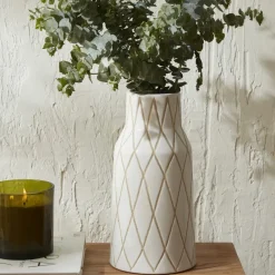Karaca Home Mosaik Vase 14 x 14 x 28,5 cm Weiß New