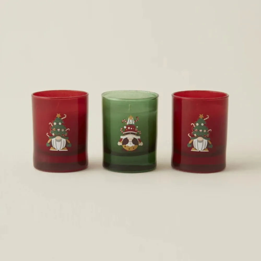 Karaca Home New Year Gnome Village 3-teiliges Duftkerzen-Set Yeşil