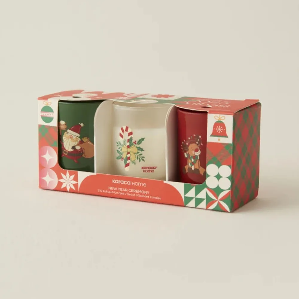 Karaca Home New Year Jahreswechsel Zeremonie 3er Set Duftkerzen Rot02 Sale
