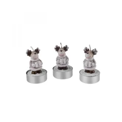 Karaca Home New Year Rentier 3er Teelichtkerze 14x9,3x6 cm Beıge01 Best