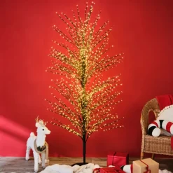 Karaca Home New Year Shimmer Dekorative LED-Weihnachtsbaum Schwarz 180 cm Schwarz01 New