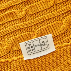 Karaca Home Ochre Cable Knit Throw Öko-Tex Zertifiziert Oker Hot