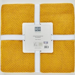 Karaca Home ocker Strickdecke Öko-Tex zertifiziert Oker Discount