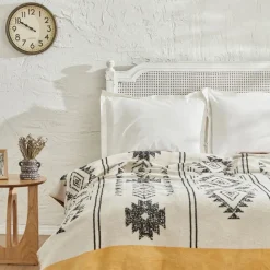 Karaca Home Raya Doppelte Baumwolldecke, Senf Senf01 New